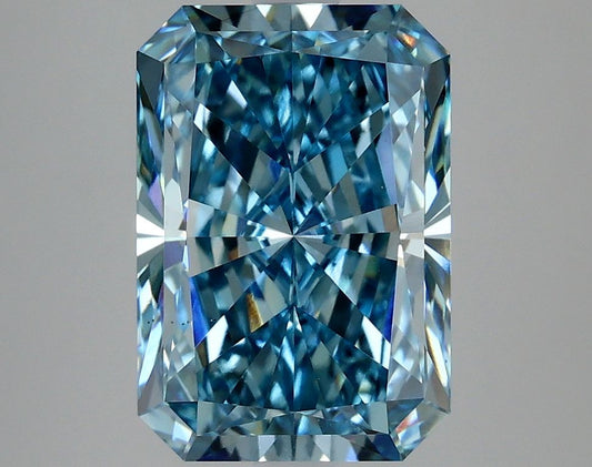Lab-Grown Radiant Diamond - 4.01 Carats, Fancy Vivid Blue Color, VS1 Clarity - Certified by IGI - Report Number: LG634426901
