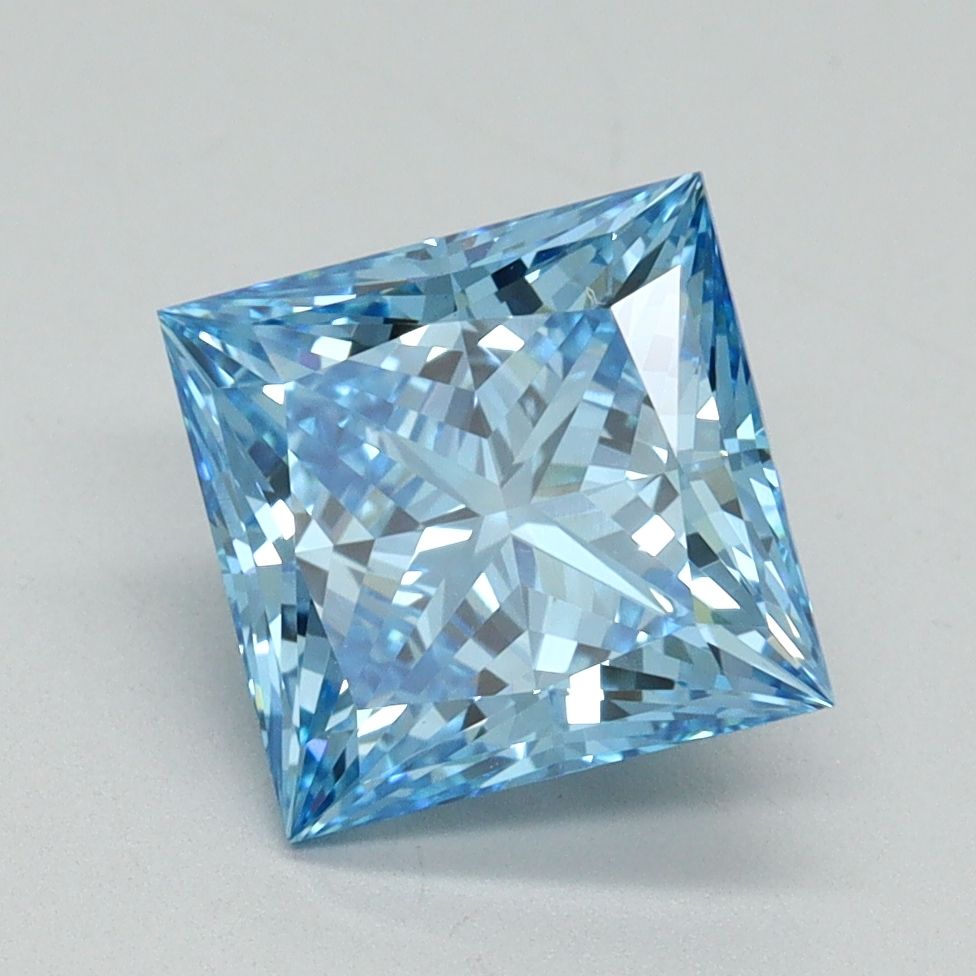 Lab-Grown Princess Diamond - 2.53 Carats, Fancy Vivid Blue Color, VVS2 Clarity - Certified by IGI - Report Number: LG640483711
