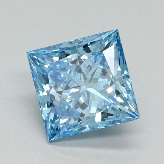 Lab-Grown Princess Diamond - 2.53 Carats, Fancy Vivid Blue Color, VVS2 Clarity - Certified by IGI - Report Number: LG640483711