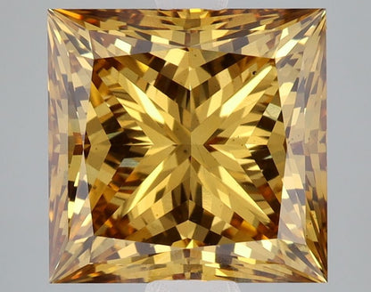 Lab-Grown Princess Diamond - 5.03 Carats, Fancy Vivid Brownish Yellow Color, VS2 Clarity - Certified by IGI - Report Number: LG563201808