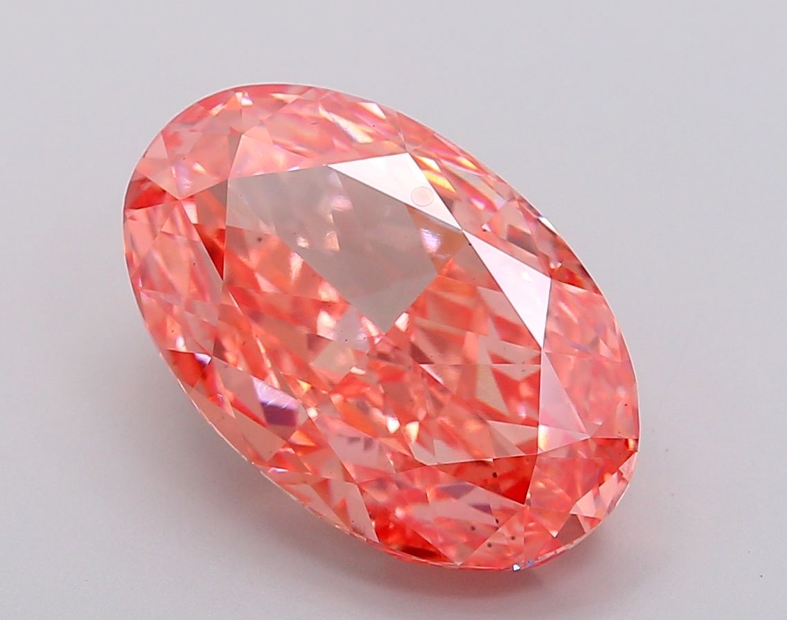 Lab-Grown Oval Diamond - 7.01 Carats, Fancy Vivid Pink Color, VS2 Clarity - Certified by IGI - Report Number: LG607300196