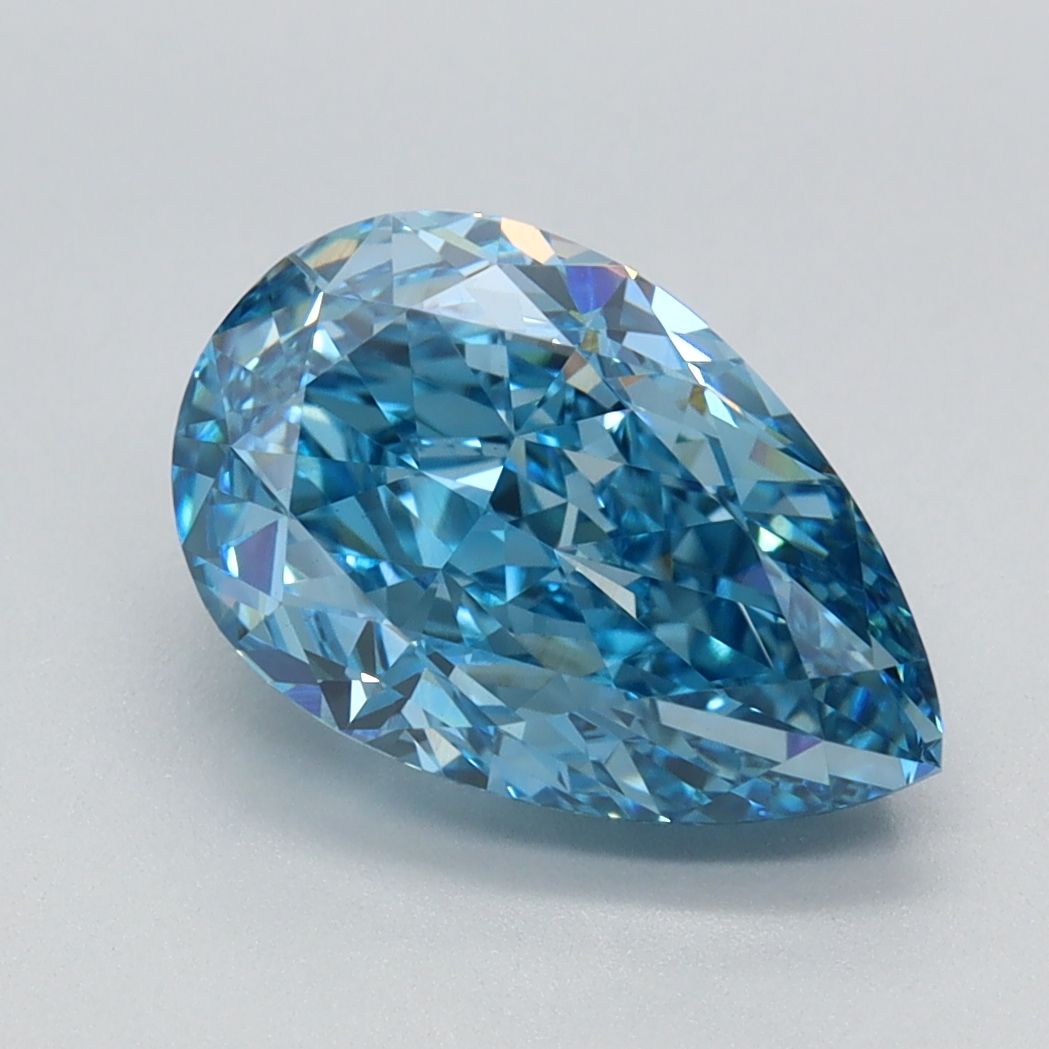 Lab-Grown Pear Diamond - 2.59 Carats, Fancy Vivid Blue Color, VVS2 Clarity - Certified by IGI - Report Number: LG623496637