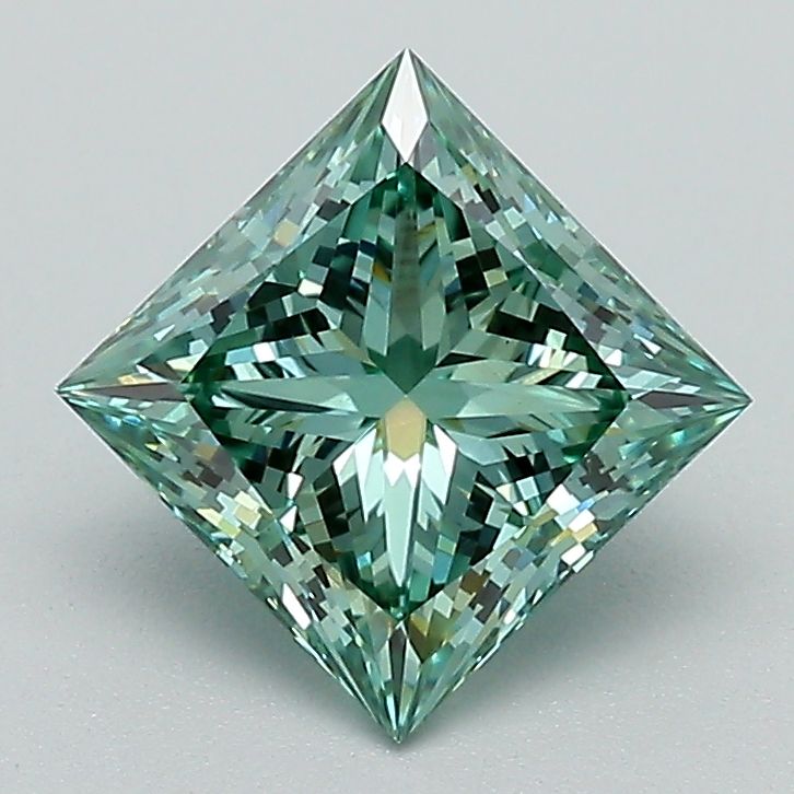 Lab-Grown Princess Diamond - 1.57 Carats, Fancy Vivid Green Color, VS1 Clarity - Certified by IGI - Report Number: LG625418454