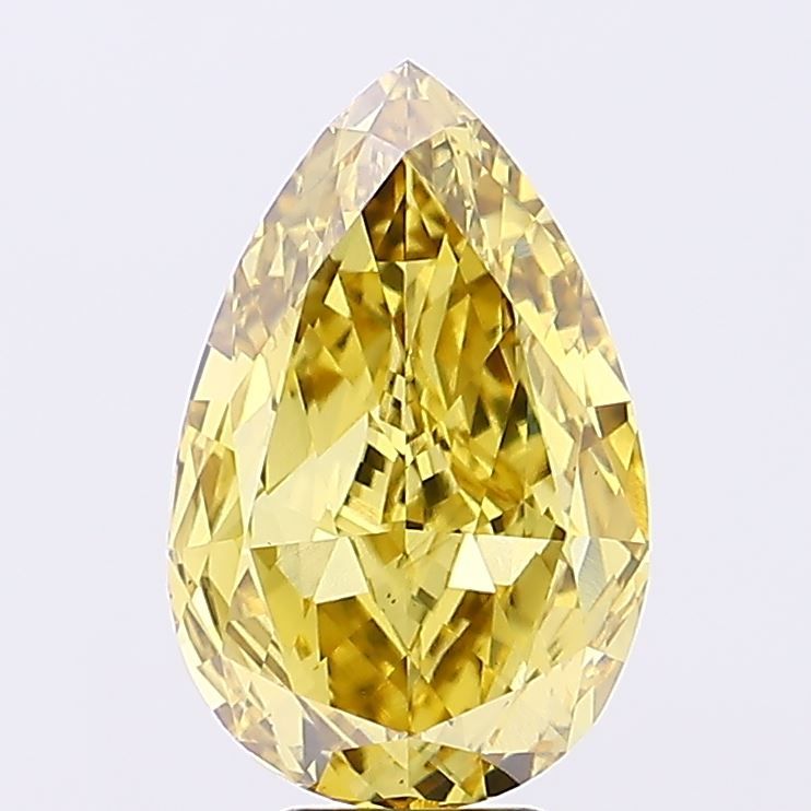 Lab-Grown Pear Diamond - 8.01 Carats, Fancy Vivid Yellow Color, VS1 Clarity - Certified by IGI - Report Number: LG673419071