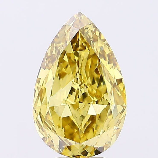Lab-Grown Pear Diamond - 8.01 Carats, Fancy Vivid Yellow Color, VS1 Clarity - Certified by IGI - Report Number: LG673419071