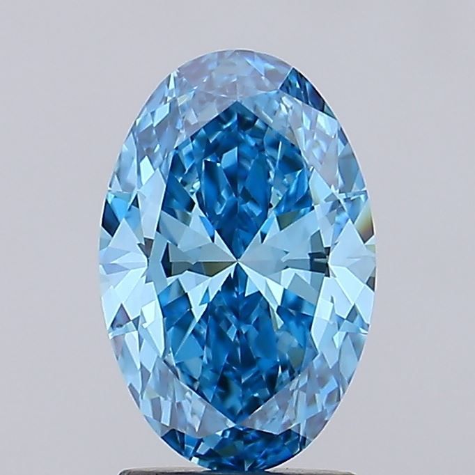 Lab-Grown Oval Diamond - 2.0 Carats, Fancy Vivid Blue Color, VS1 Clarity - Certified by IGI - Report Number: LG683504630