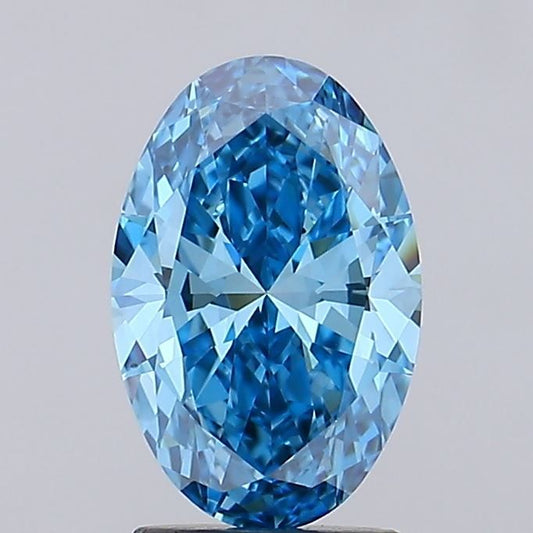Lab-Grown Oval Diamond - 2.0 Carats, Fancy Vivid Blue Color, VS1 Clarity - Certified by IGI - Report Number: LG683504630