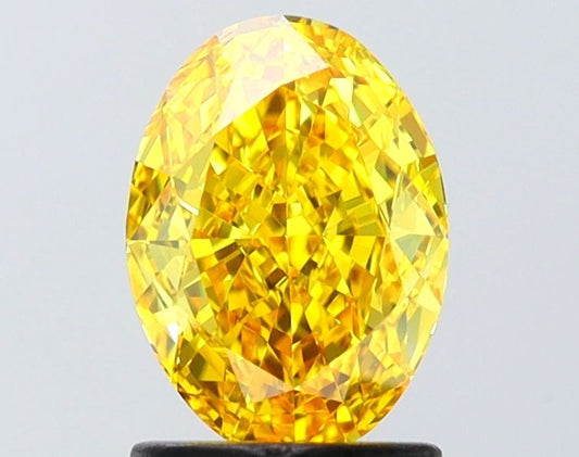 Lab-Grown Oval Diamond - 1.5 Carats, Fancy Vivid Yellow Color, VS1 Clarity - Certified by IGI - Report Number: LG654470195