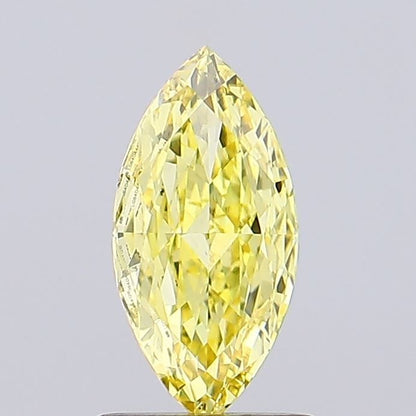 Lab-Grown Marquise Diamond - 0.91 Carats, Fancy Vivid Yellow Color, VS2 Clarity - Certified by IGI - Report Number: LG640444128