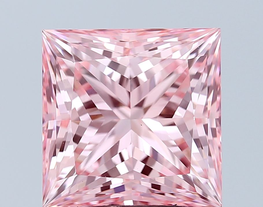 Lab-Grown Princess Diamond - 5.21 Carats, Fancy Vivid Pink Color, VS1 Clarity - Certified by IGI - Report Number: LG593368296