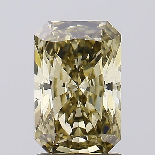 Lab-Grown Radiant Diamond - 1.53 Carats, Fancy Gray Yellow Color, VS2 Clarity - Certified by IGI - Report Number: LG603346996