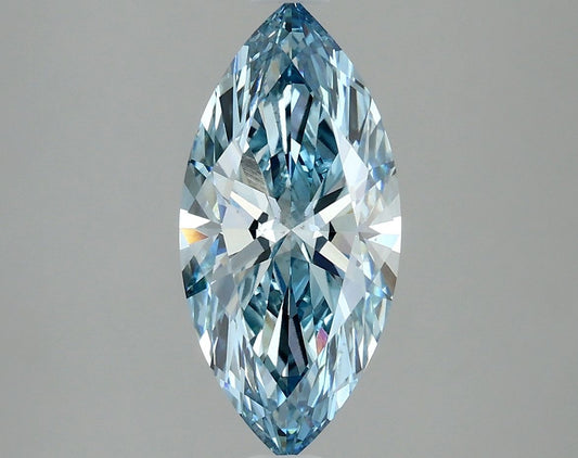 Lab-Grown Marquise Diamond - 2.12 Carats, Fancy Vivid Blue Color, VS2 Clarity - Certified by IGI - Report Number: LG634426686