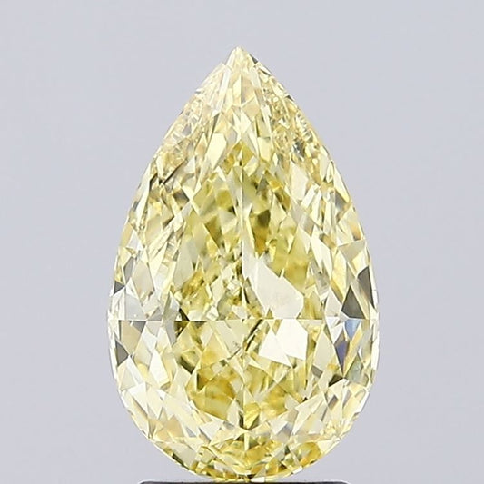 Lab-Grown Pear Diamond - 2.54 Carats, Fancy Intense Yellow Color, VS2 Clarity - Certified by IGI - Report Number: LG654432364