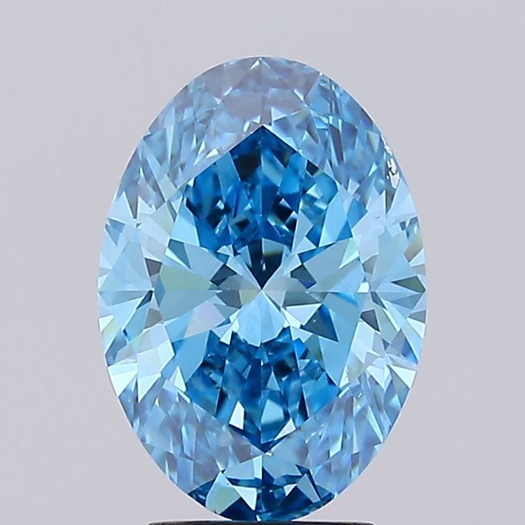 Lab-Grown Oval Diamond - 4.0 Carats, Fancy Vivid Blue Color, VS1 Clarity - Certified by IGI - Report Number: LG675594169