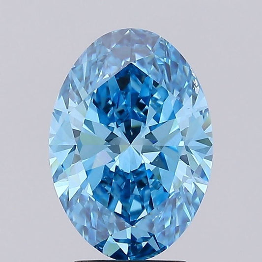 Lab-Grown Oval Diamond - 4.0 Carats, Fancy Vivid Blue Color, VS1 Clarity - Certified by IGI - Report Number: LG675594169