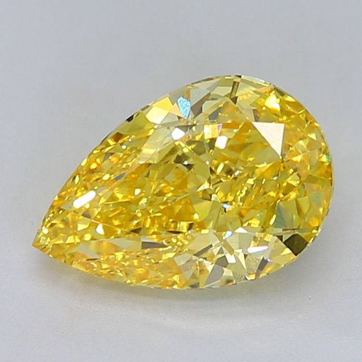 Lab-Grown Pear Diamond - 4.52 Carats, Fancy Vivid Yellow Color, VS1 Clarity - Certified by IGI - Report Number: LG676502782