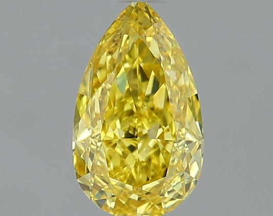 Lab-Grown Pear Diamond - 0.74 Carats, Fancy Vivid Yellow Color, VS1 Clarity - Certified by IGI - Report Number: LG637469705