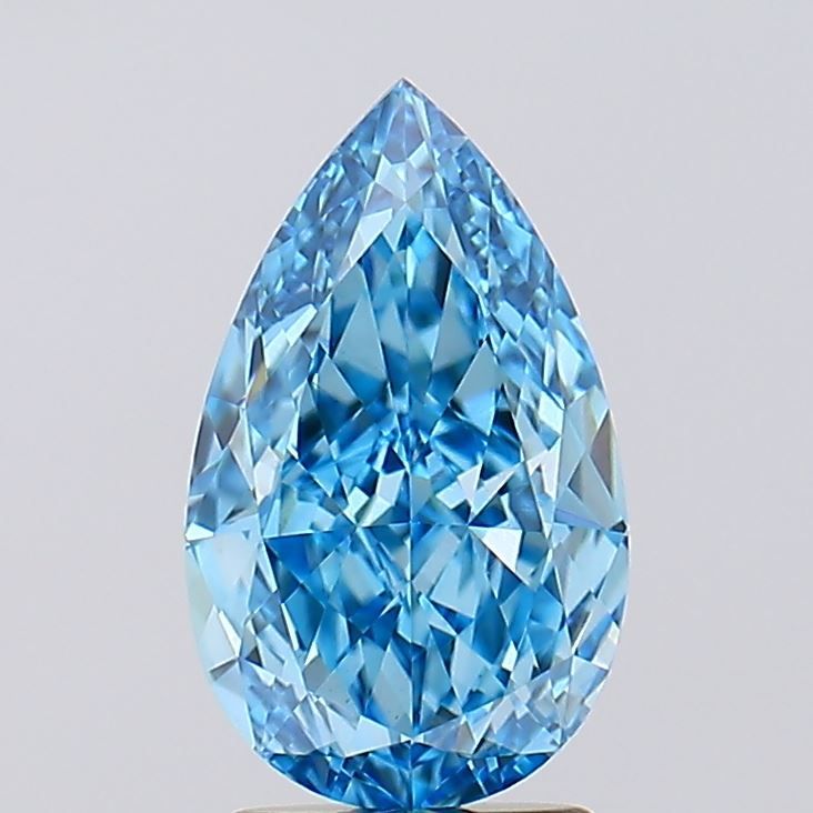Lab-Grown Pear Diamond - 2.57 Carats, Fancy Vivid Blue Color, VVS2 Clarity - Certified by IGI - Report Number: LG632445786