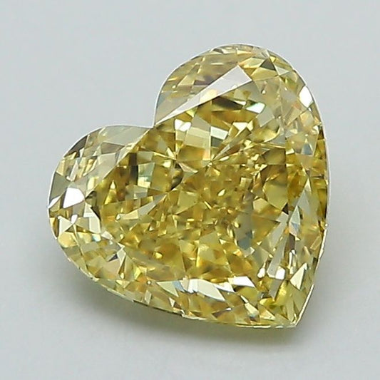 Lab-Grown Heart Diamond - 1.27 Carats, Fancy Yellow Color, VS2 Clarity - Certified by IGI - Report Number: LG595381712