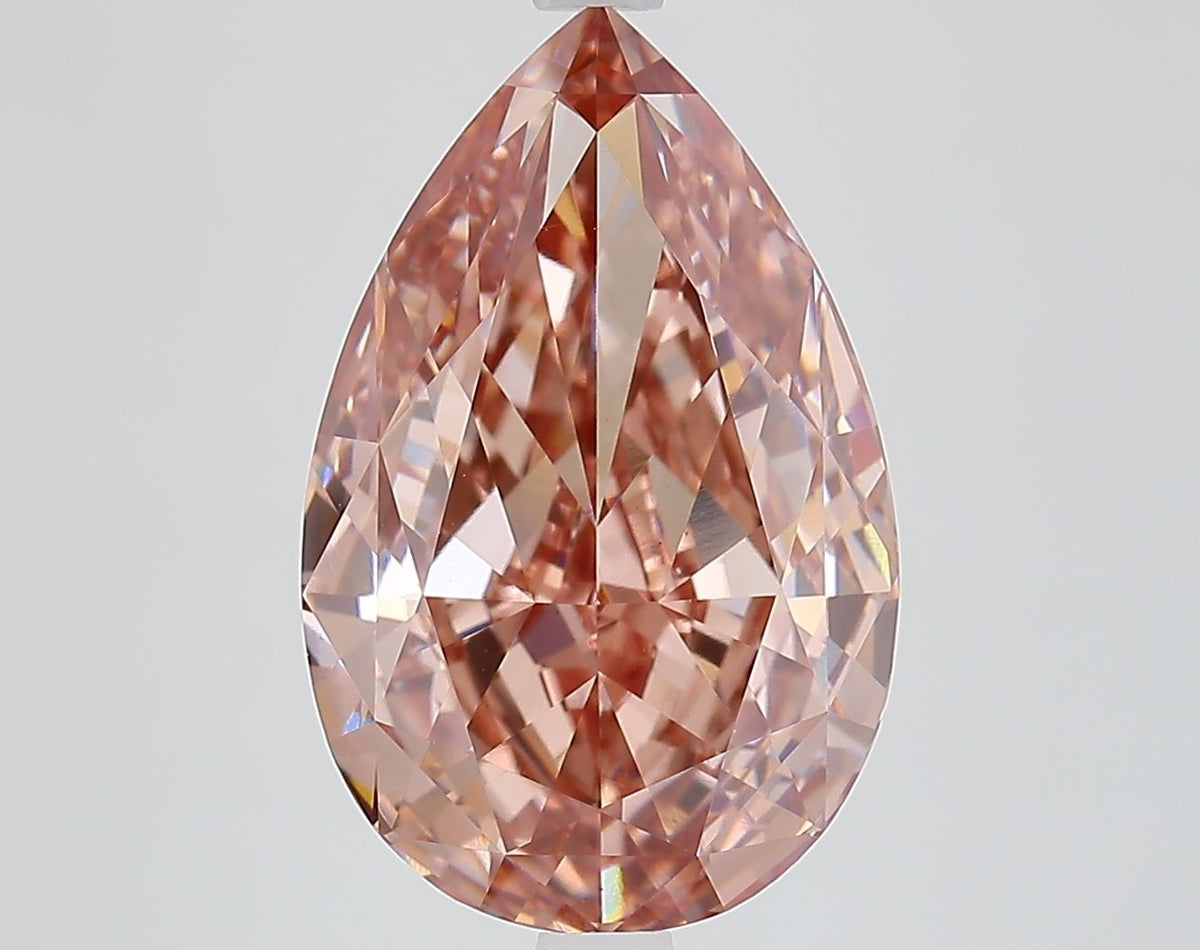 Lab-Grown Pear Diamond - 6.53 Carats, Fancy Intense Brown Pink Color, VS1 Clarity - Certified by IGI - Report Number: LG650410556