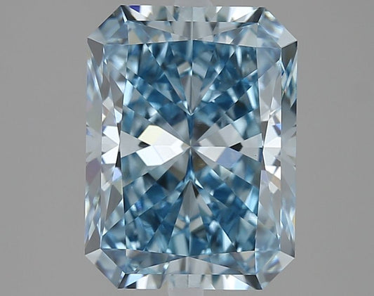 Lab-Grown Radiant Diamond - 3.04 Carats, Fancy Vivid Blue Color, VVS2 Clarity - Certified by IGI - Report Number: LG668413792
