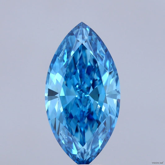 Lab-Grown Marquise Diamond - 4.51 Carats, Fancy Vivid Blue Color, VVS2 Clarity - Certified by IGI - Report Number: LG691501830