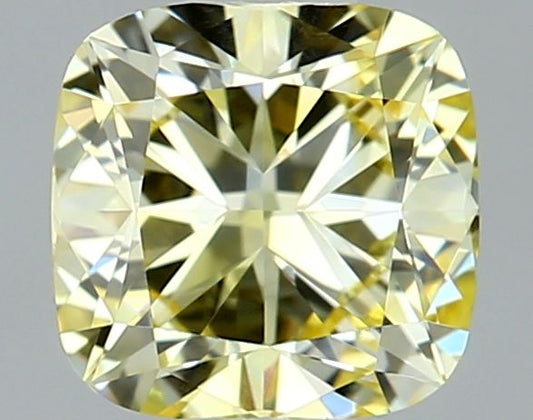 Lab-Grown Cushion Diamond - 0.51 Carats, Fancy Intense Yellow Color, VVS2 Clarity - Certified by IGI - Report Number: LG671492388