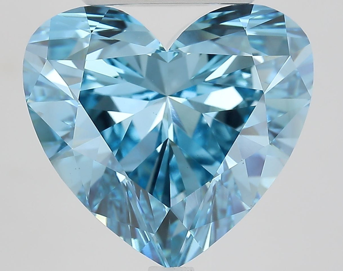 Lab-Grown Heart Diamond - 7.11 Carats, Fancy Vivid Blue Color, VS1 Clarity - Certified by IGI - Report Number: LG683583060