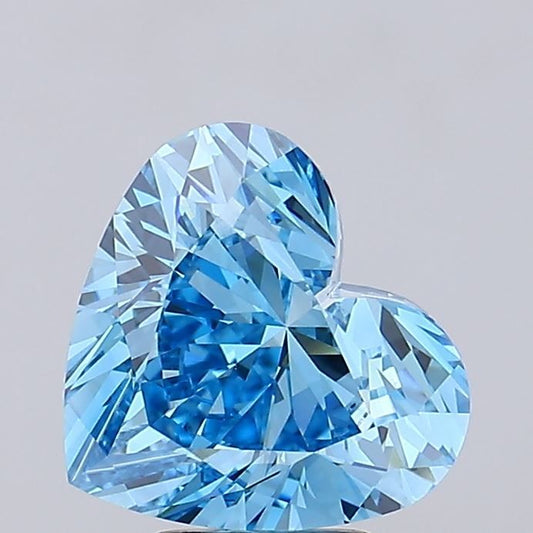 Lab-Grown Heart Diamond - 5.04 Carats, Fancy Vivid Blue Color, VS1 Clarity - Certified by IGI - Report Number: LG681593682