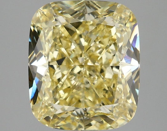 Lab-Grown Cushion Diamond - 4.1 Carats, Fancy Intense Yellow Color, VS1 Clarity - Certified by IGI - Report Number: LG677549916