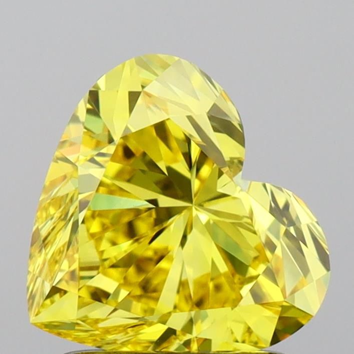 Lab-Grown Heart Diamond - 1.5 Carats, Fancy Vivid Yellow Color, VVS2 Clarity - Certified by IGI - Report Number: LG658493124