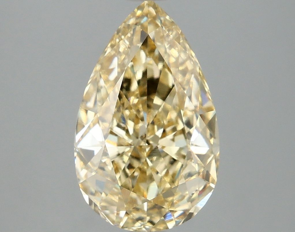 Lab-Grown Pear Diamond - 3.04 Carats, Fancy Intense Yellow Color, VVS2 Clarity - Certified by IGI - Report Number: LG663405938