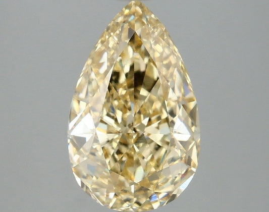 Lab-Grown Pear Diamond - 3.04 Carats, Fancy Intense Yellow Color, VVS2 Clarity - Certified by IGI - Report Number: LG663405938