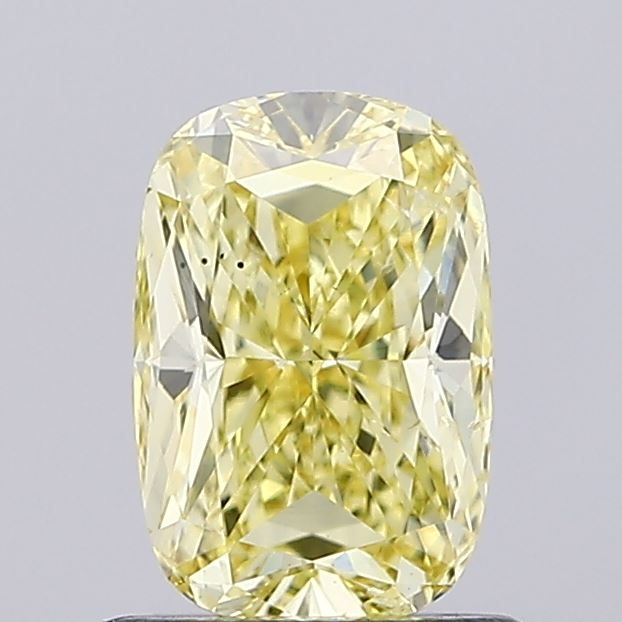 Lab-Grown Cushion Diamond - 1.02 Carats, Fancy Intense Yellow Color, SI1 Clarity - Certified by IGI - Report Number: LG669442968