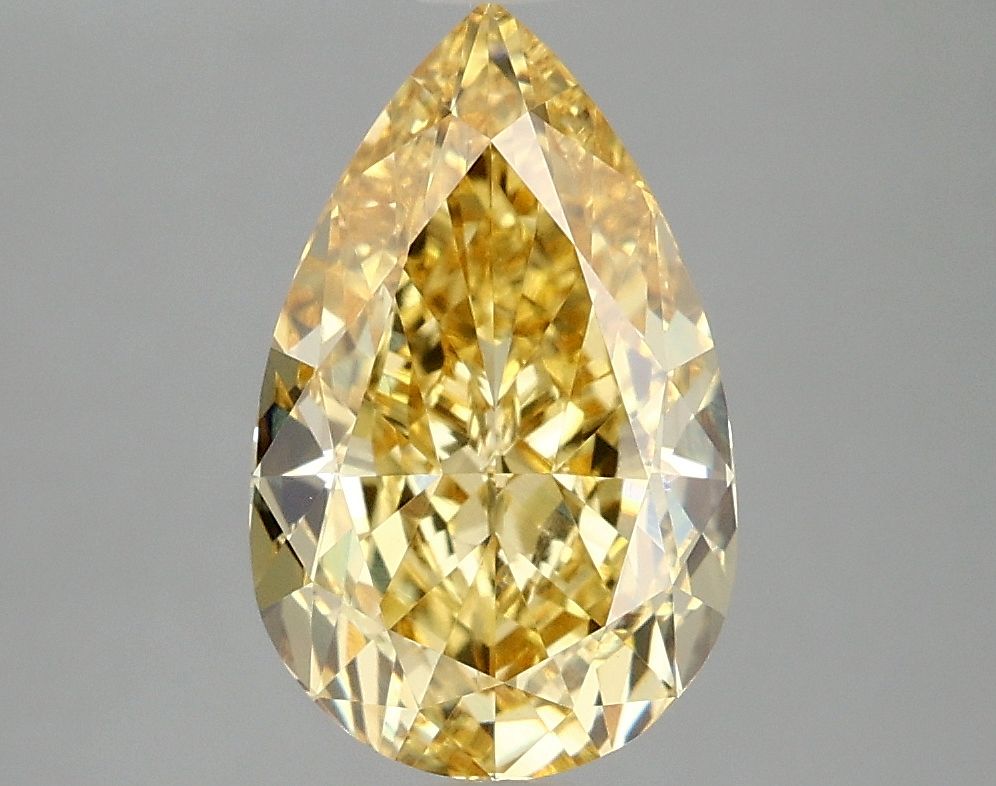 Lab-Grown Pear Diamond - 3.05 Carats, Fancy Vivid Yellow Color, VVS2 Clarity - Certified by IGI - Report Number: LG671469450