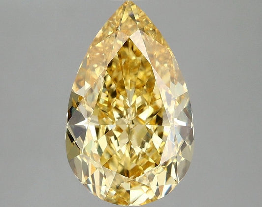 Lab-Grown Pear Diamond - 3.05 Carats, Fancy Vivid Yellow Color, VVS2 Clarity - Certified by IGI - Report Number: LG671469450