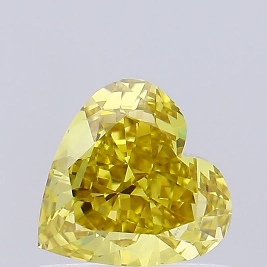 Lab-Grown Heart Diamond - 0.65 Carats, Fancy Intense Yellow Color, VVS2 Clarity - Certified by IGI - Report Number: LG666419170