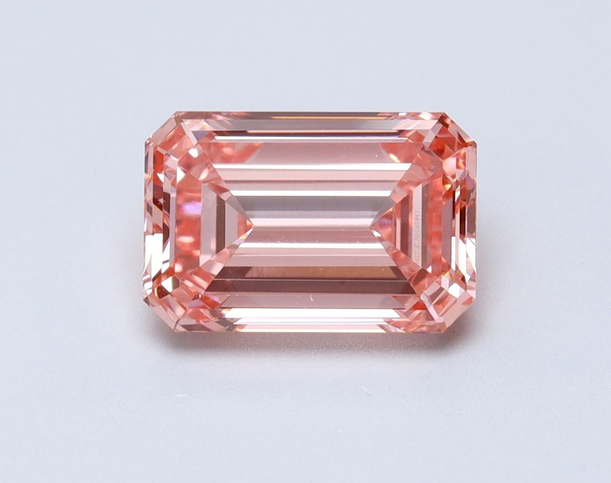 Lab-Grown Emerald Diamond - 2.07 Carats, Fancy Vivid Pink Color, VVS2 Clarity - Certified by IGI - Report Number: LG563235304