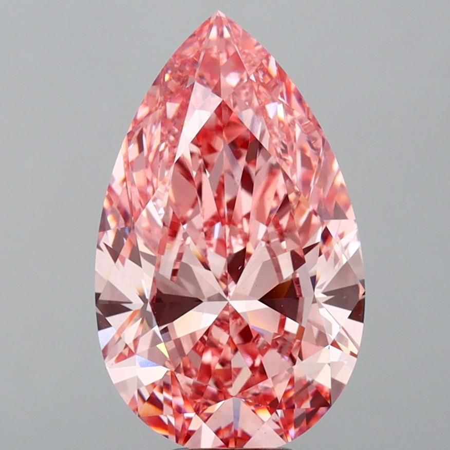Lab-Grown Pear Diamond - 8.03 Carats, Fancy Vivid Pink Color, VS1 Clarity - Certified by IGI - Report Number: LG678525566