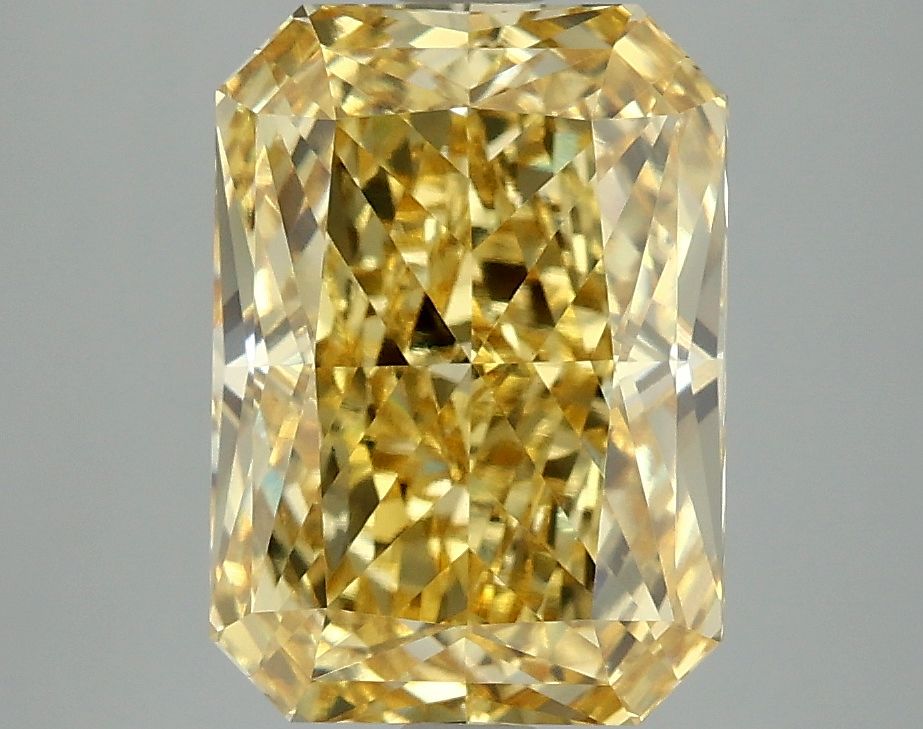 Lab-Grown Radiant Diamond - 4.01 Carats, Fancy Vivid Yellow Color, VVS2 Clarity - Certified by IGI - Report Number: LG662415871