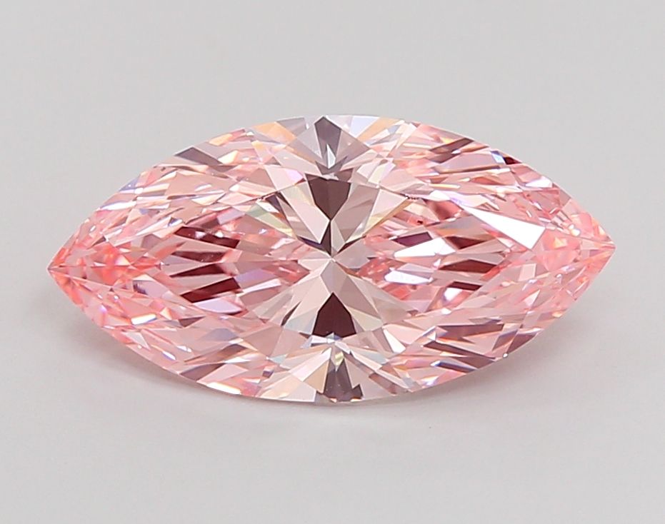 Lab-Grown Marquise Diamond - 3.03 Carats, Fancy Vivid Pink Color, VVS2 Clarity - Certified by IGI - Report Number: LG663403992