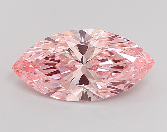 Lab-Grown Marquise Diamond - 3.03 Carats, Fancy Vivid Pink Color, VVS2 Clarity - Certified by IGI - Report Number: LG663403992
