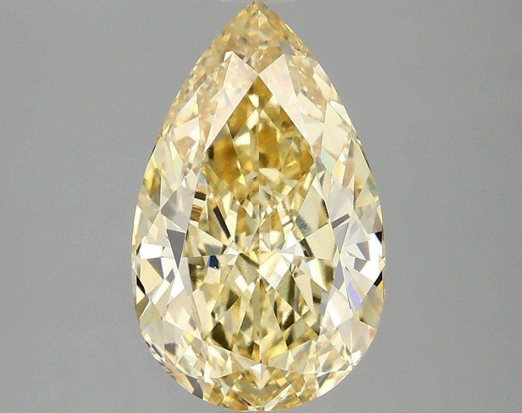 Lab-Grown Pear Diamond - 3.04 Carats, Fancy Intense Yellow Color, VVS2 Clarity - Certified by IGI - Report Number: LG673412399