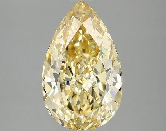 Lab-Grown Pear Diamond - 3.04 Carats, Fancy Intense Yellow Color, VVS2 Clarity - Certified by IGI - Report Number: LG673412399