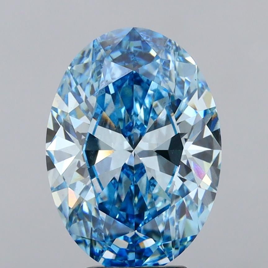 Lab-Grown Oval Diamond - 5.05 Carats, Fancy Vivid Blue Color, VS1 Clarity - Certified by IGI - Report Number: LG629498878