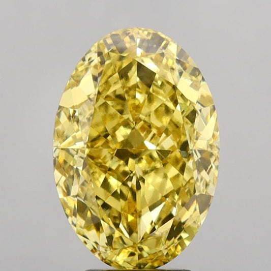 Lab-Grown Oval Diamond - 7.21 Carats, Fancy Vivid Yellow Color, VS1 Clarity - Certified by IGI - Report Number: LG680560353