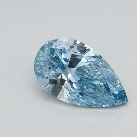 Lab-Grown Pear Diamond - 0.56 Carats, Fancy Intense Blue Color, VVS2 Clarity - Certified by IGI - Report Number: LG584356843