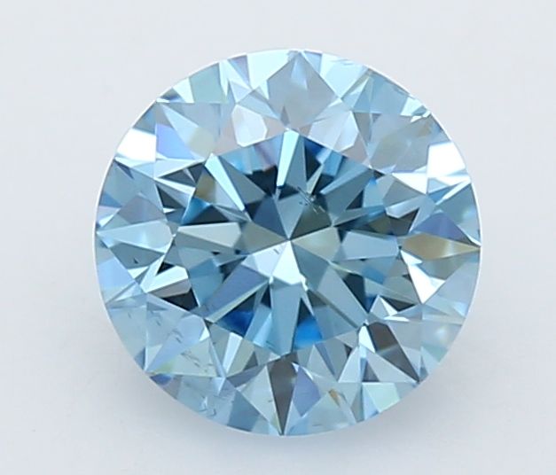 Lab-Grown Round Diamond - 0.54 Carats, Fancy Vivid Blue Color, SI1 Clarity - Certified by IGI - Report Number: LG666419174
