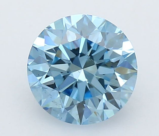 Lab-Grown Round Diamond - 0.54 Carats, Fancy Vivid Blue Color, SI1 Clarity - Certified by IGI - Report Number: LG666419174