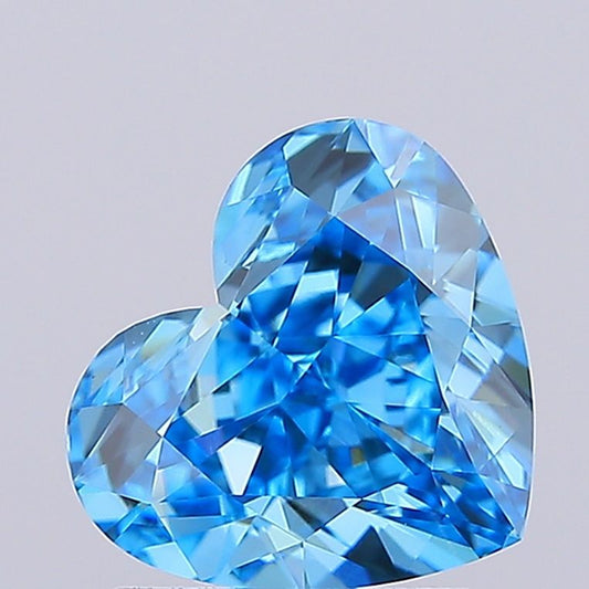 Lab-Grown Heart Diamond - 2.06 Carats, Fancy Vivid Blue Color, VS1 Clarity - Certified by IGI - Report Number: LG691556809